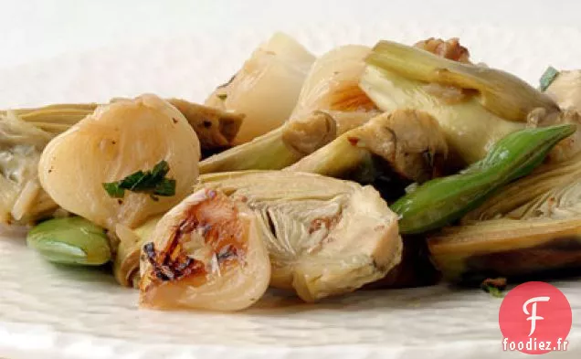 Artichaut, Girolles et Cipollini Sautés