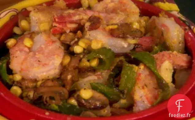 Casserole de Crevettes Épicées et Champignons