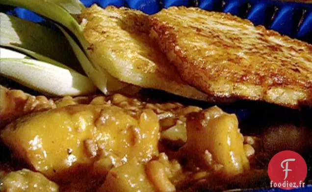 Haricots Cuits à l'Ananas et Boeuf avec Rondelles d'Ananas frites