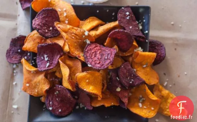 Croustilles de Patates Douces et Betteraves au Sel de Romarin à l'Ail