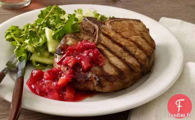 Côtelettes De Porc Grillées Au Chutney Prune-Gingembre