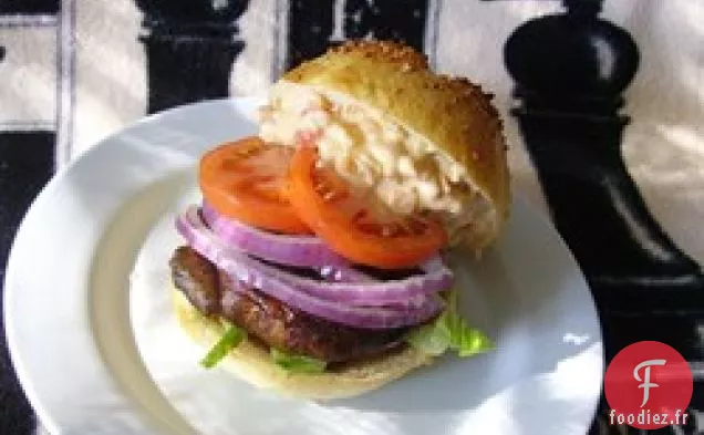 Hamburgers aux Champignons Portabella avec Mayonnaise au Poivron Rouge