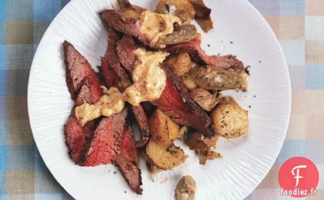 Steak De Flanc Avec Hachis Artichaut-pommes De Terre Et Aïoli Au poivre D'Alep