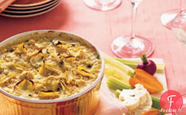 Trempette D'Artichaut Au Four Avec Des Crudites D'Hiver