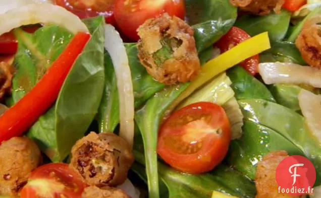 Salade de Jardin avec Croûtons de Gombo frits