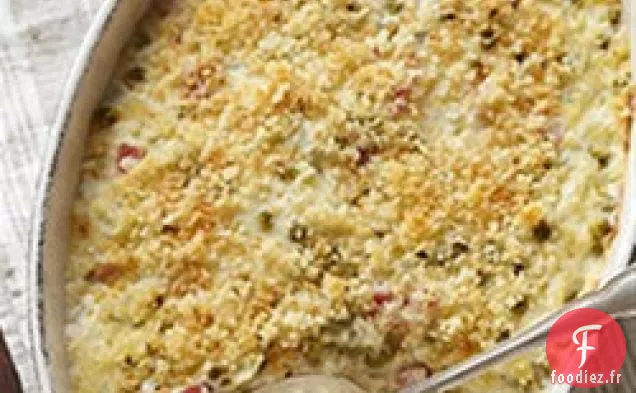 Pommes de Terre Festonnées aux Petits Pois et Jambon