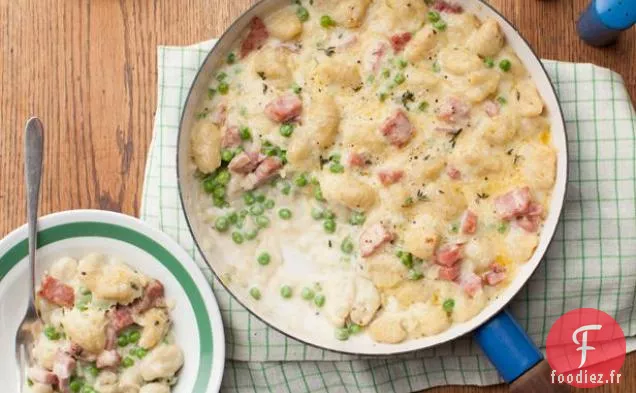 Casserole de Gnocchis au Fromage avec Jambon et Petits Pois