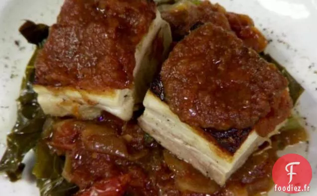 BLT - Bacon Braisé, Collards et Confiture de Tomates