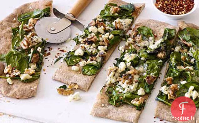 Pizza au Fromage Bleu et aux Épinards