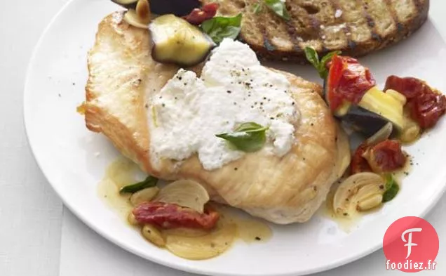Poulet aux Tomates Séchées, Aubergines et Basilic