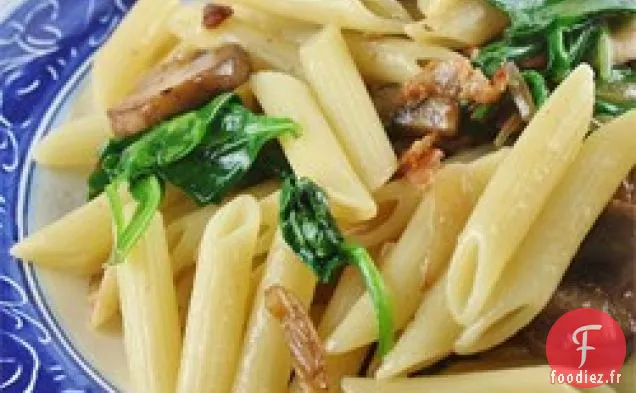 Penne au Bacon Fumé et aux Champignons