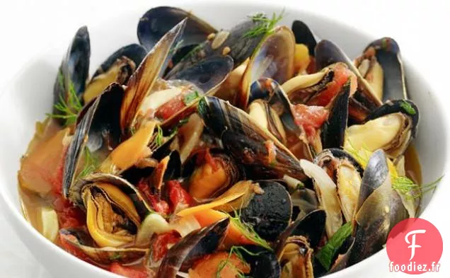 Moules cuites à la vapeur au Fenouil et à la Tomate