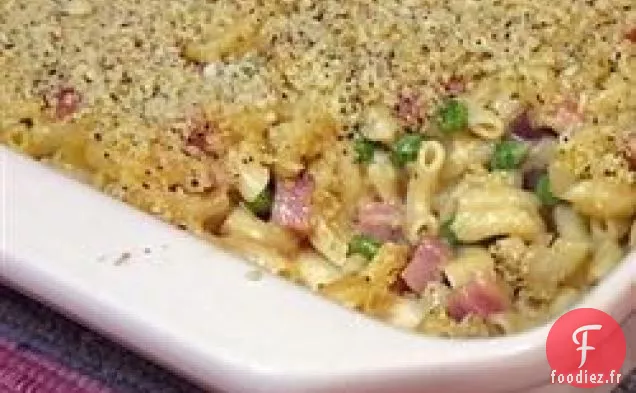 Macaroni au Fromage avec Jambon, Petits Pois et Échalotes