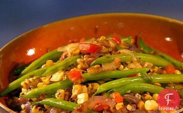 Haricots Verts au Maïs Rôti et Oignons Verts