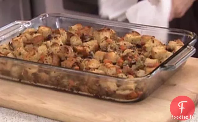 Farce de Ciabatta aux Châtaignes, Champignons et Pancetta