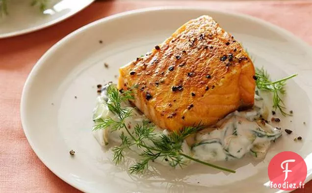 Saumon Rôti Lentement avec Salade d'Aneth au Concombre