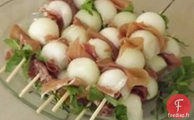 Boules de Melon Enveloppées de Prosciutto