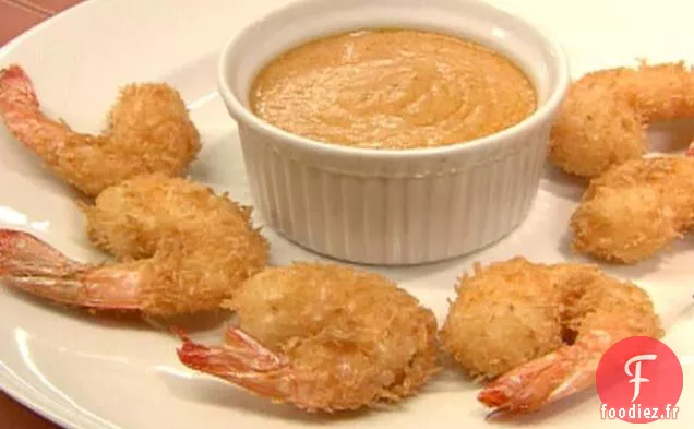 Crevettes à la Noix de Coco avec Sauce au Curry Rouge