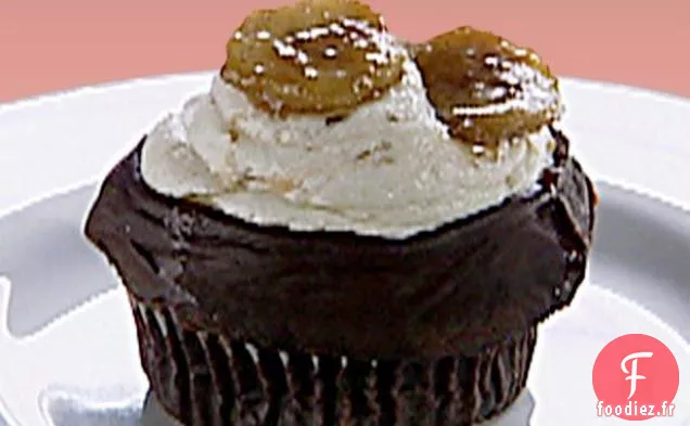 Ganache Gilbert - Cupcakes frits: Cupcakes au Seltz au Chocolat avec Ganache, Glaçage à la Banane et Banane Caramélisée