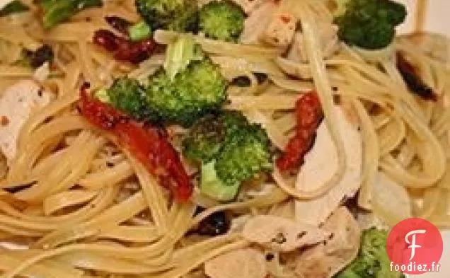 Linguine au Poulet et aux Légumes dans une sauce à la Crème