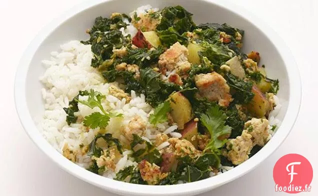 Bol de Riz au Chou Frisé et à la Dinde