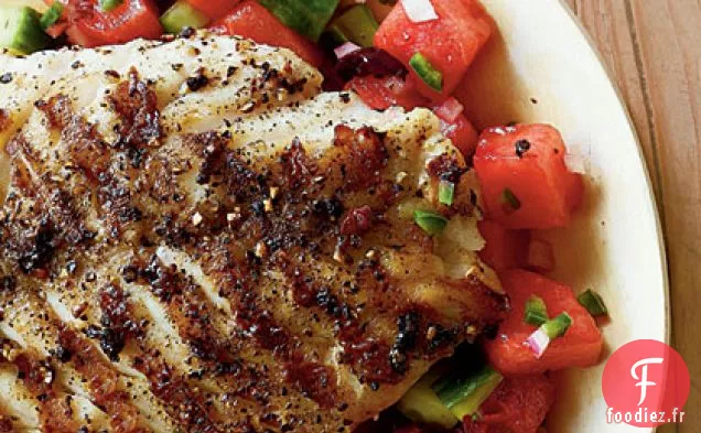 Mérou Grillé avec Salsa à la pastèque