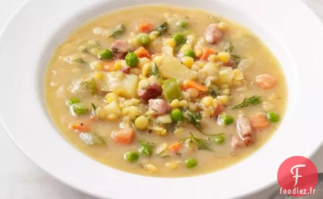 Soupe de Lentilles aux Petits Pois et Jambon