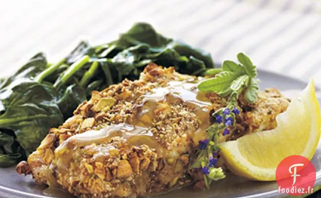 Mérou en Croûte de Pistache et Sauce au Miel de Lavande