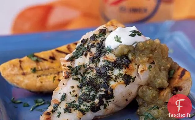 Mérou Grillé aux Bananes Plantains et Salsa Verde