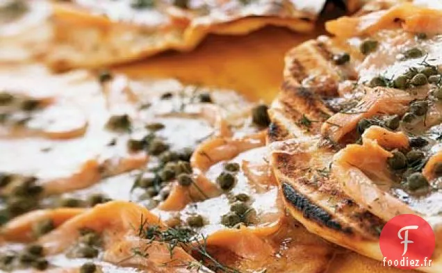 Pizzettes Grillées Au Saumon Fumé et Câpres