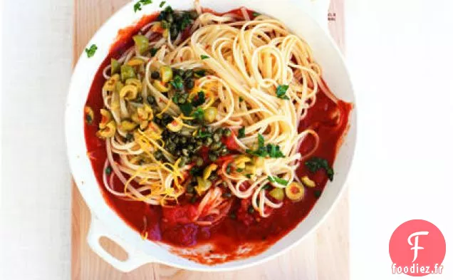 Linguine aux Câpres et Sauce aux Olives Vertes