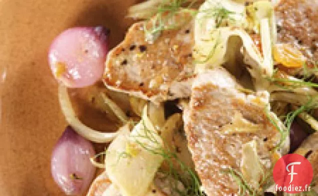 Filet De Porc Aux Oignons Aigres-Doux, Raisins Secs Dorés Et
