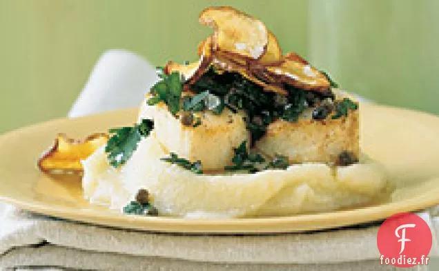 Pétoncles Avec Purée De Chou-Fleur, Persil Et Câpres