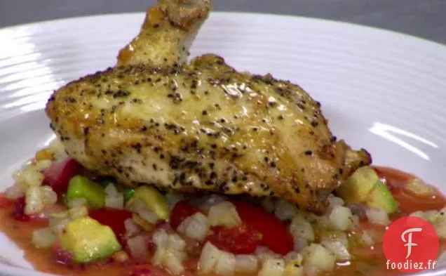Poulet Poêlé, Relish à la Fraise et à l'Avocat