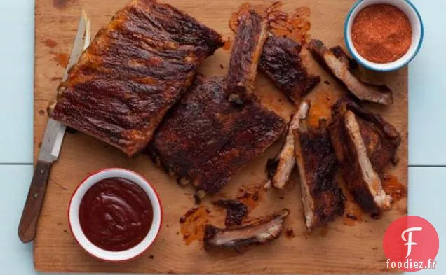 Côtes de Bœuf et de Porc Fumées au Caryer à la Memphis