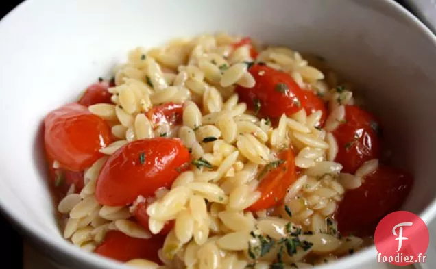 Dîner ce soir: Orzo aux Tomates Cerises, Câpres et Citron