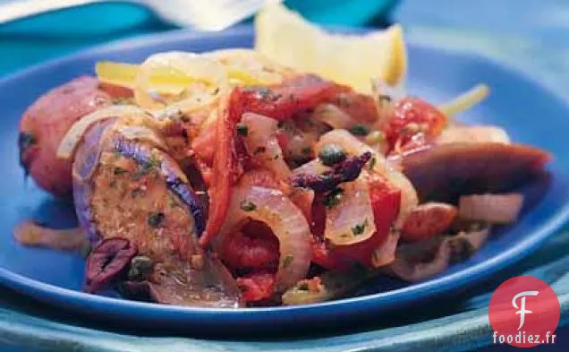 Aubergines et Pommes de Terre Braisées aux Tomates, Câpres et Olives