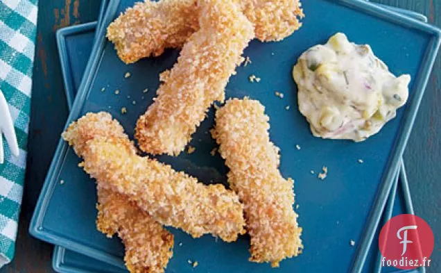 Bâtonnets de Poisson Frits au Four avec Sauce Tartare