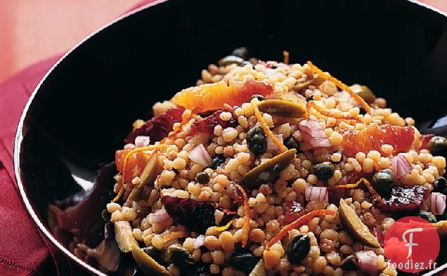 Fregola aux Oranges Sanguines et Olives Siciliennes