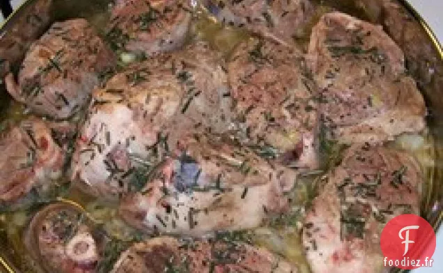 Jarret d'Agneau Braisé au Vin Blanc au Romarin