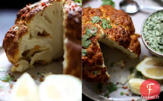 Chou-Fleur Tandoori Rôti Entier Avec Chutney À La Menthe