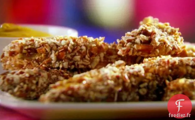 Doigts de Poulet Enrobés de Bretzel à la Moutarde au Miel