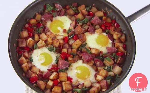 Hachis Salami, Bacon et Épinards