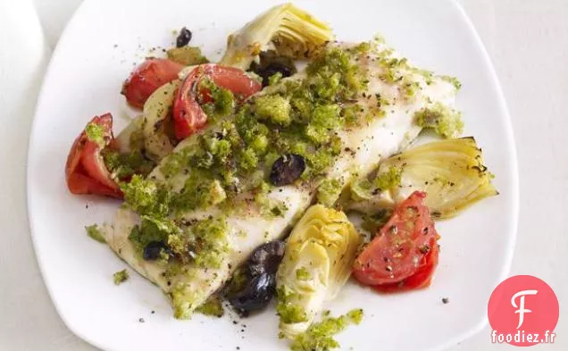 Bar Rayé Aux Artichauts et Olives