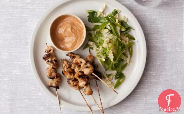 Satay de Poulet à la Sauce Épicée aux Arachides