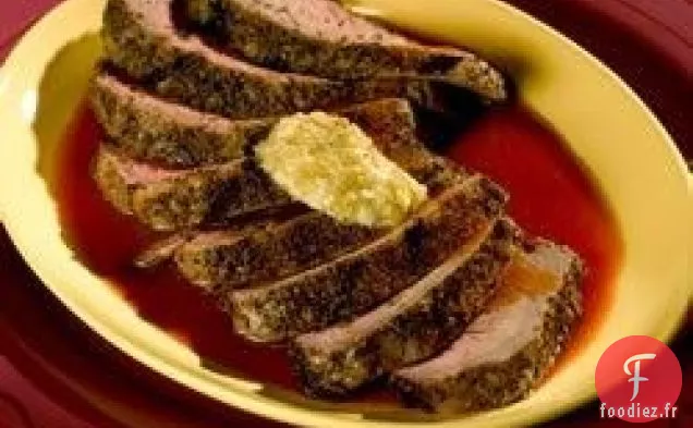 Steaks Bloody Mary au Beurre d'Olive Vert