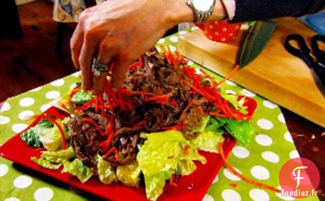 Salade de Bœuf Asiatique à la Coriandre, Oignons Verts et Graines de Sésame