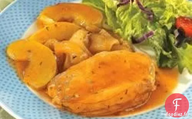 Porc et Pommes aux Champignons Dorés