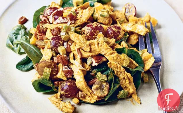 Salade de Poulet au Curry et aux Épinards
