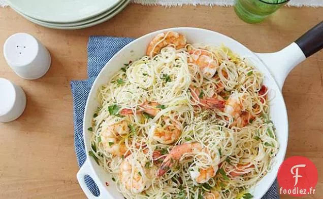 Scampi aux Crevettes de Gina avec Pâtes aux Cheveux d'Ange